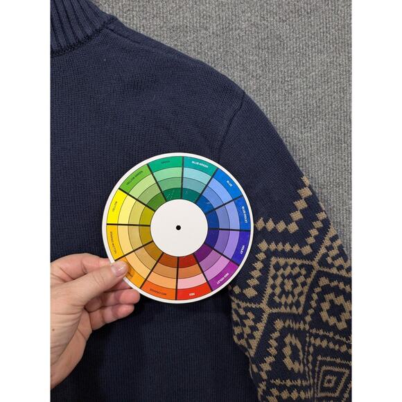 Vtg Eddie Bauer Sweater Mens Large Geometric Winter Cotton 1/4 Zip Pullover Y2K - Picture 6 of 10